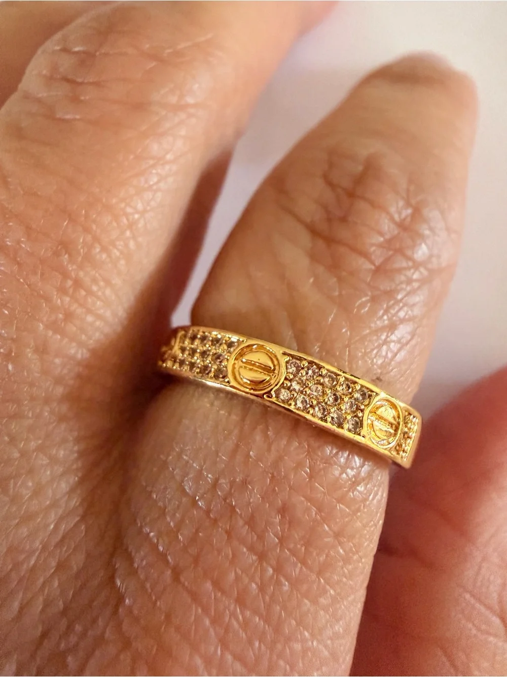 Gold Plate Tone Pavé Open Band Ring